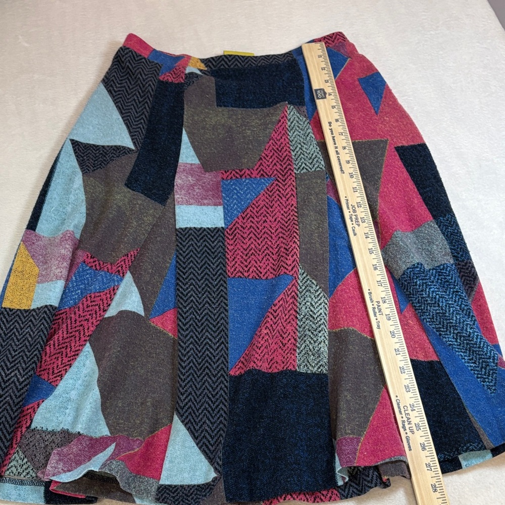 Multicolor Patchwork A-Line Wool Blend Skirt - image 1